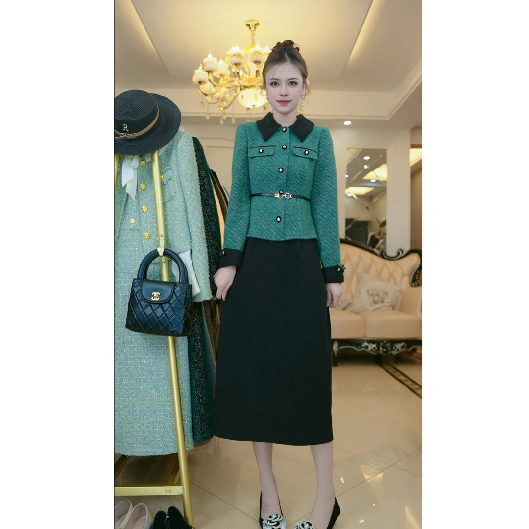 （现货）2024秋冬时尚气质显瘦贵气轻奢俩件套连衣裙61