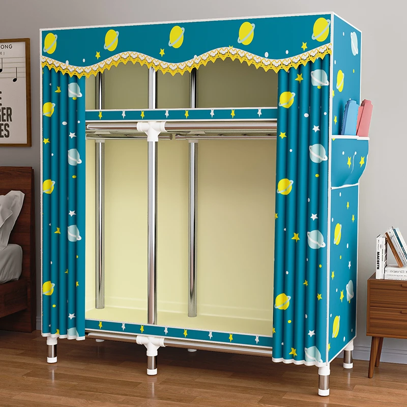 简易衣柜家用卧室全钢架布衣柜出租房专用收纳衣橱钢管结实耐用