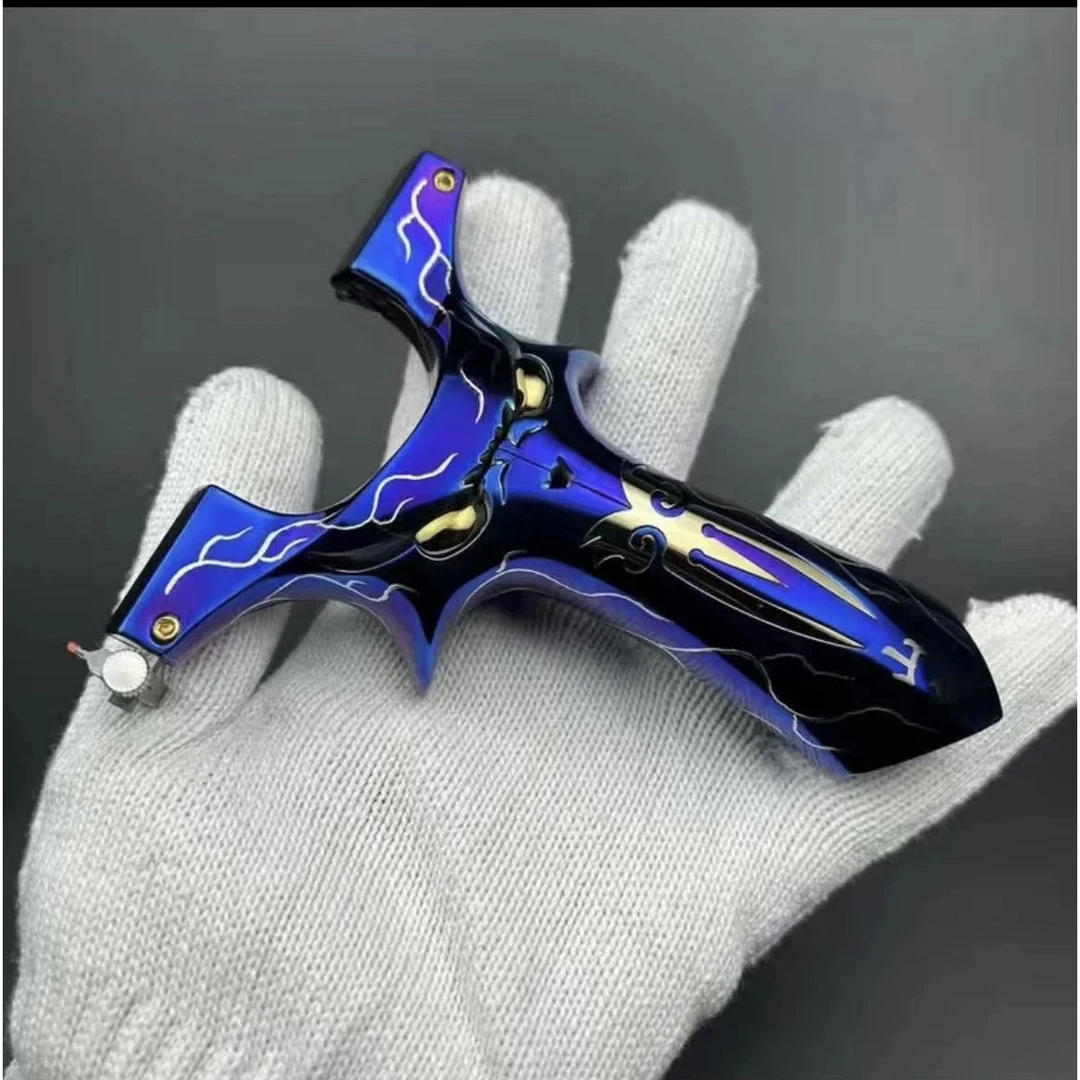 蓝冰炫彩恶魔系列镜面抛光钛合金扁皮夹片户外射击弹力玩具弹弓