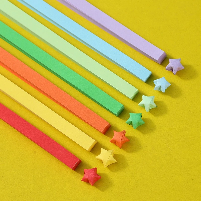 星星折纸条渐变色叠星星瓶幸运星小朋友编五角星瓶手工纸彩色纸条