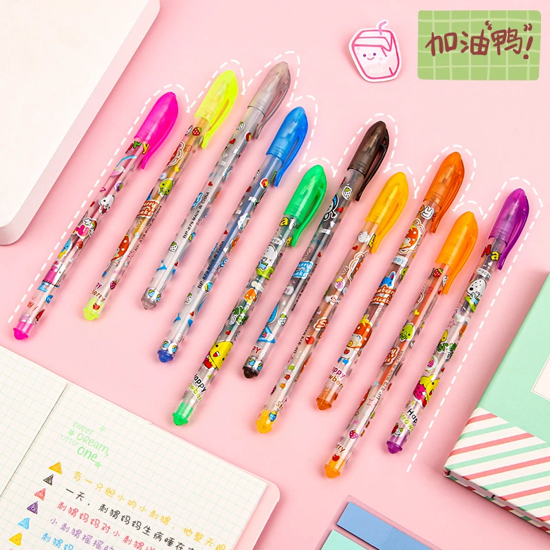 创意彩色闪光笔卡通学生diy手账笔划重点做标记闪闪亮晶晶嗜喱笔