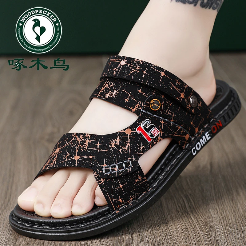 啄木鸟凉鞋男款开车两用2024新款潮夏季防滑软底拖鞋休闲外穿防水