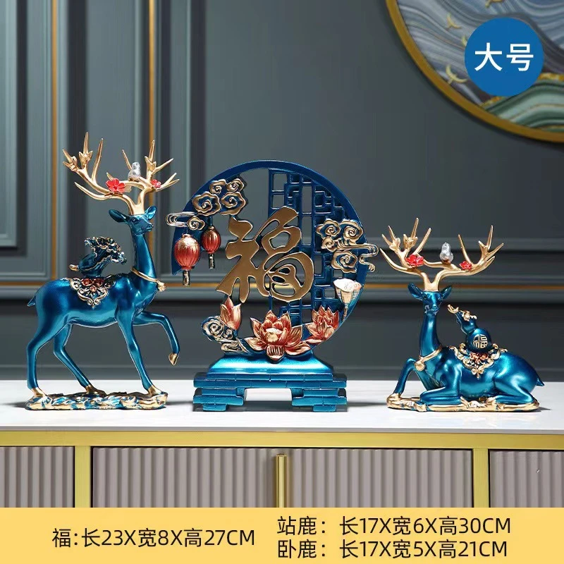 爆款酒柜福鹿三件套源头工厂直销树脂工艺品跨境供货麋鹿高档大号