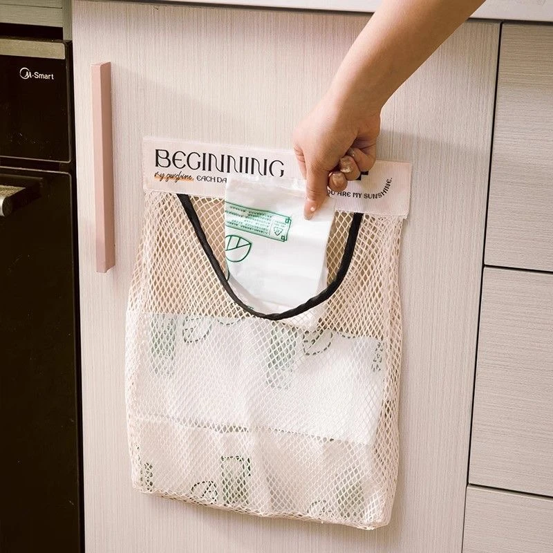 厨房垃圾袋收纳神器壁挂式大容量柜门储物袋子塑料袋魔术网兜