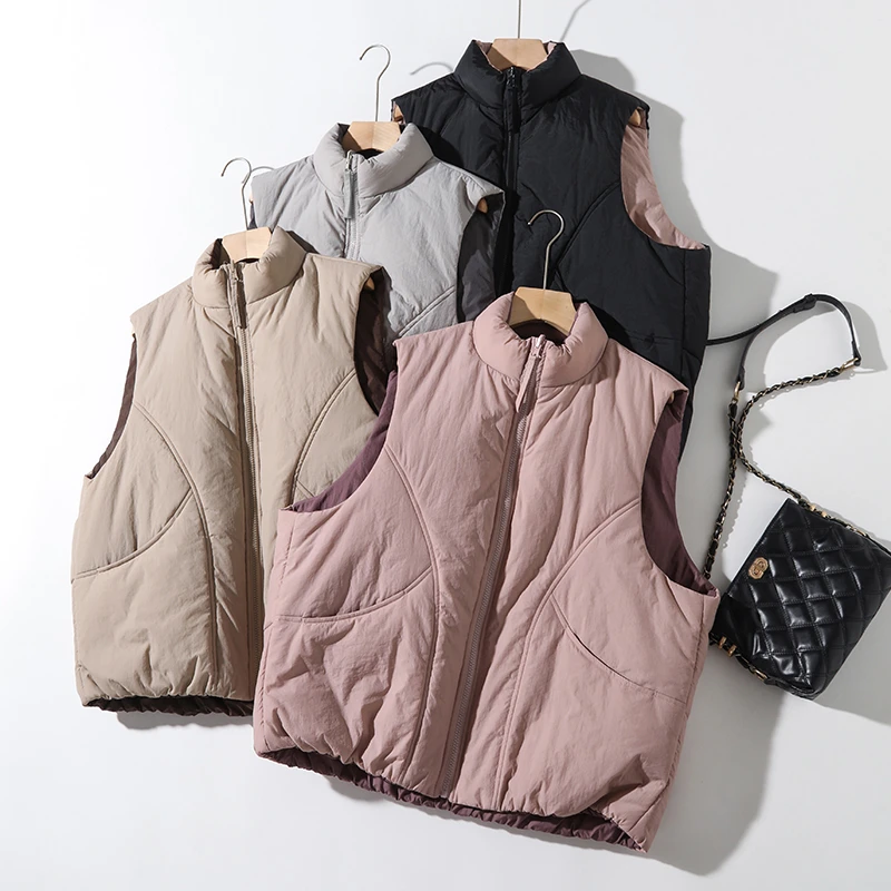 暖心两面穿棉马甲！轻奢百搭显瘦撞色防风保暖加厚马夹B7407#5711