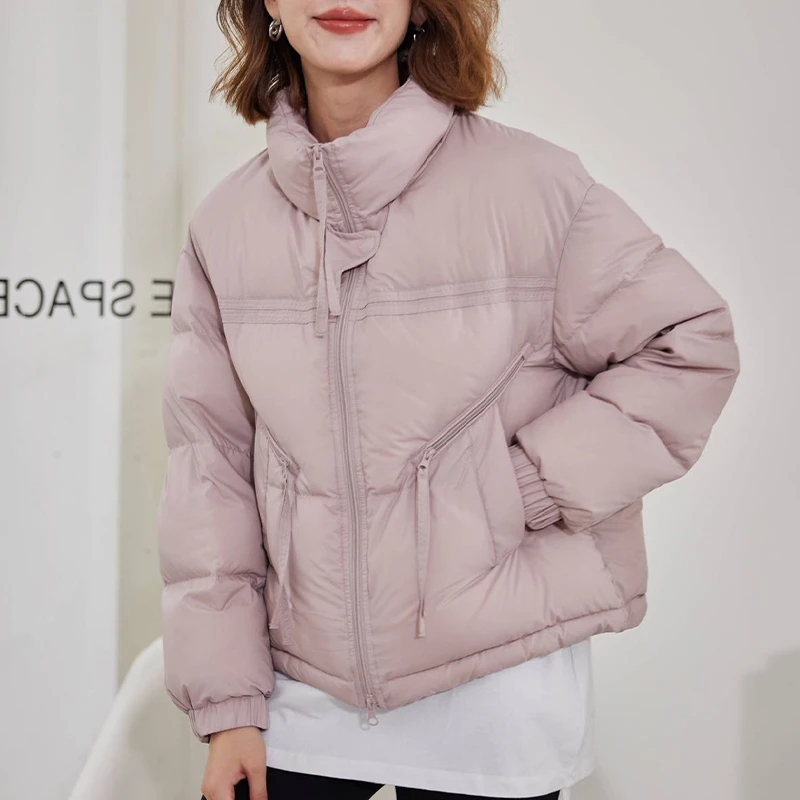 【暖炉泡芙】新国标90白鸭绒保暖防风加厚立领羽绒服D7458#892F08