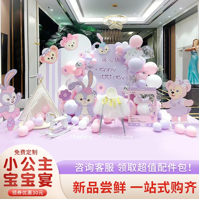 星黛露女孩十周岁10两岁生日装饰场景布置气球儿童十二背景墙kt板