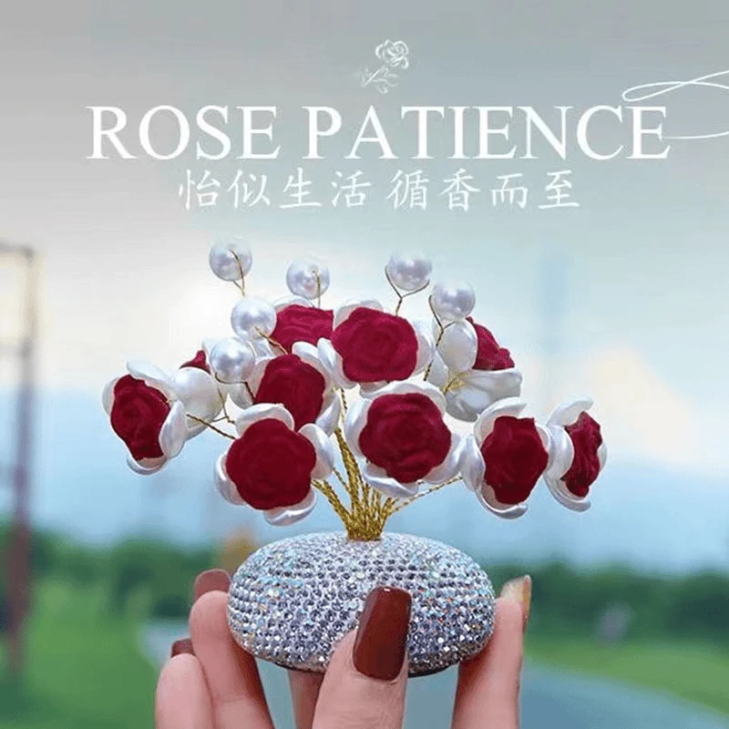 【玫瑰香薰】高档车载车内中控台装饰品升级镶钻玫瑰新款网红女神款