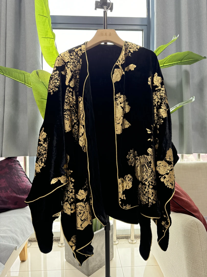 新款100%桑蚕丝蝙蝠衫披肩外套时尚百搭减龄显瘦防风保暖DY1857