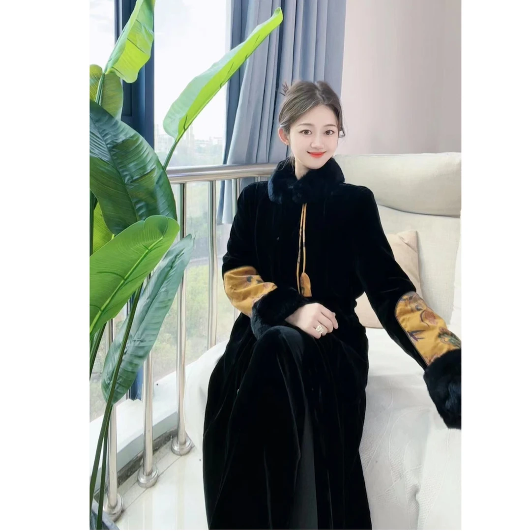 【璐璐推荐】DY1273轻奢高定复古风香云纱拼接时尚气质显瘦棉衣