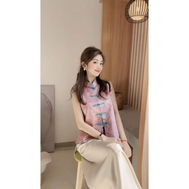 l013非遗宋锦桑蚕丝高端新中式时尚减龄婉约气质复古马夹