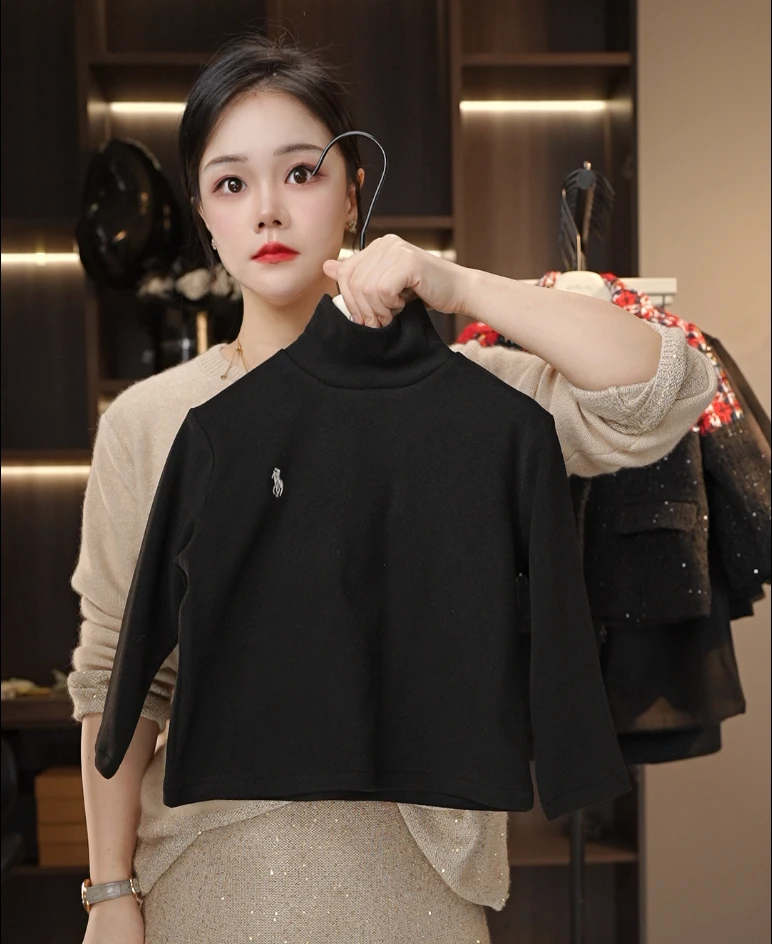 【默默1】2025年新款打底衬衫多色可选潮流百搭时尚高领衬衫10866款