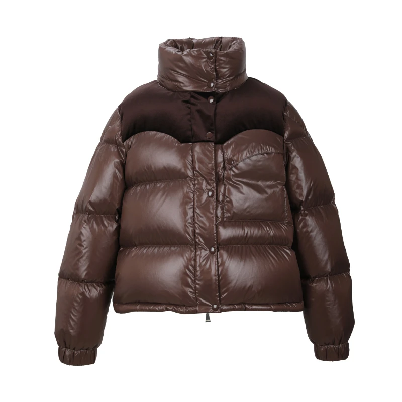 【青元子专属】8004立领白鹅绒丝绒拼接鹅羽绒服