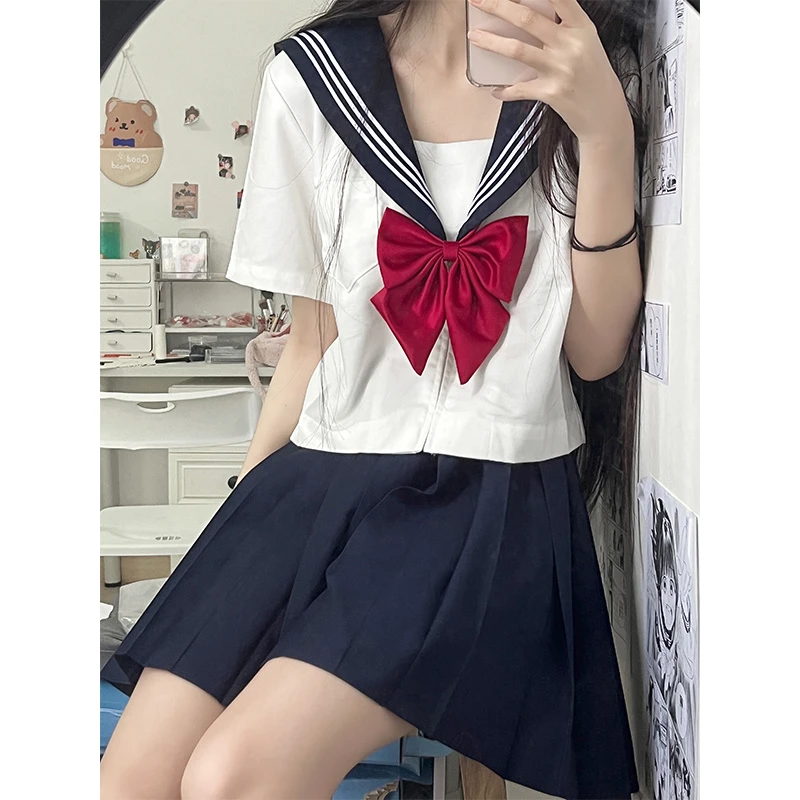 水手服jk制服裙套装中间服基础款夏季原创白三本日系学院风班服