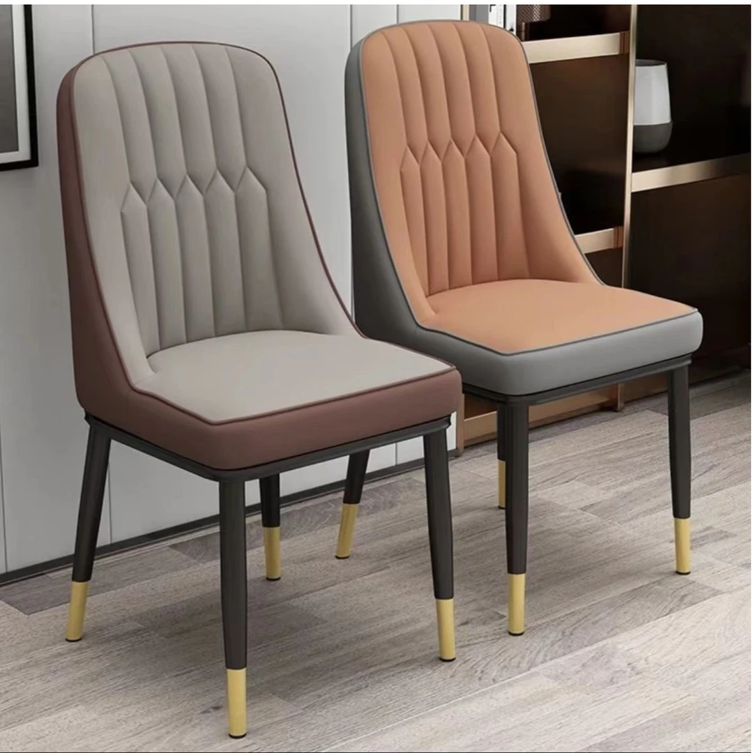 【有单腿规格】家用现代简约靠背椅餐厅酒店洽谈皮革软包麻将椅书