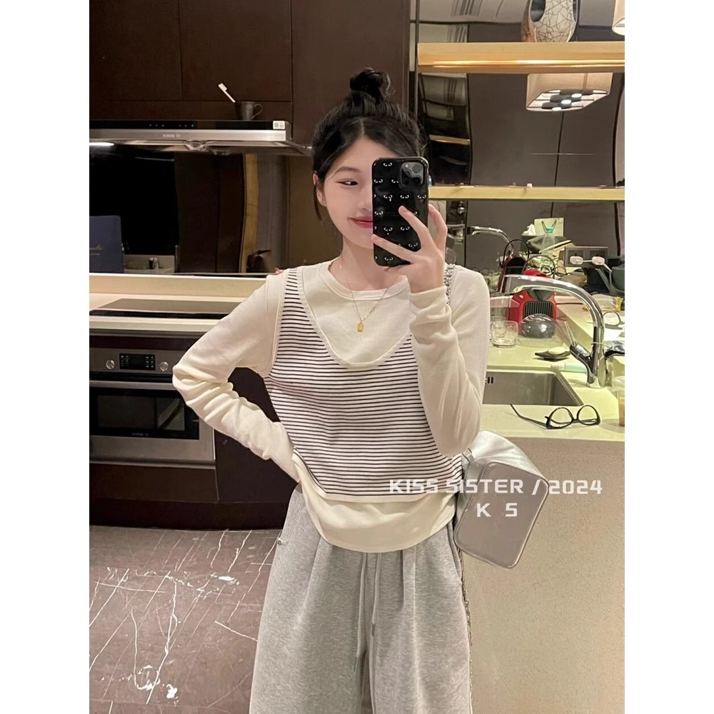 早秋穿搭套装2025初秋新款女装韩系氛围感穿搭叠穿吊带上衣F7-72