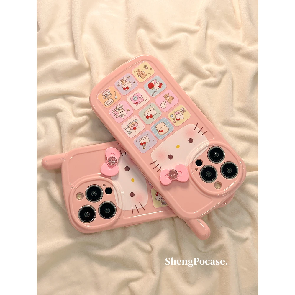 少女立体蝴蝶结猫咪适用iPhone13苹果15全包手机壳14promax卡通12