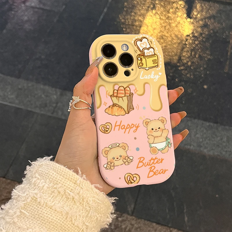 黄油小熊适用iPhone11苹果15proamx手机壳创意13可爱12卡通14小众