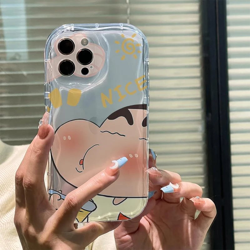 拿勺子小新适用iPhone14苹果15手机壳13promax卡通12简约11创意xr