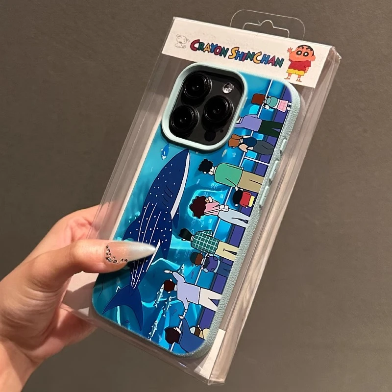 海洋馆小新适用iPhone13苹果14创意手机壳15promax全包硅胶12防摔