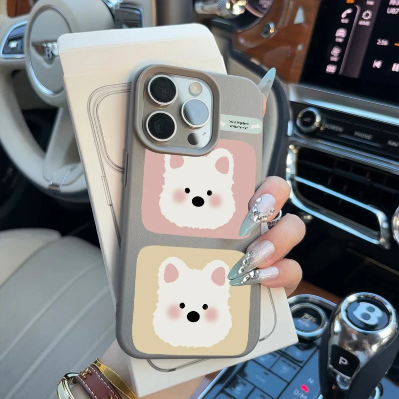 腮红西高地适用iPhone16苹果15防摔手机壳13promax可爱14网红卡通