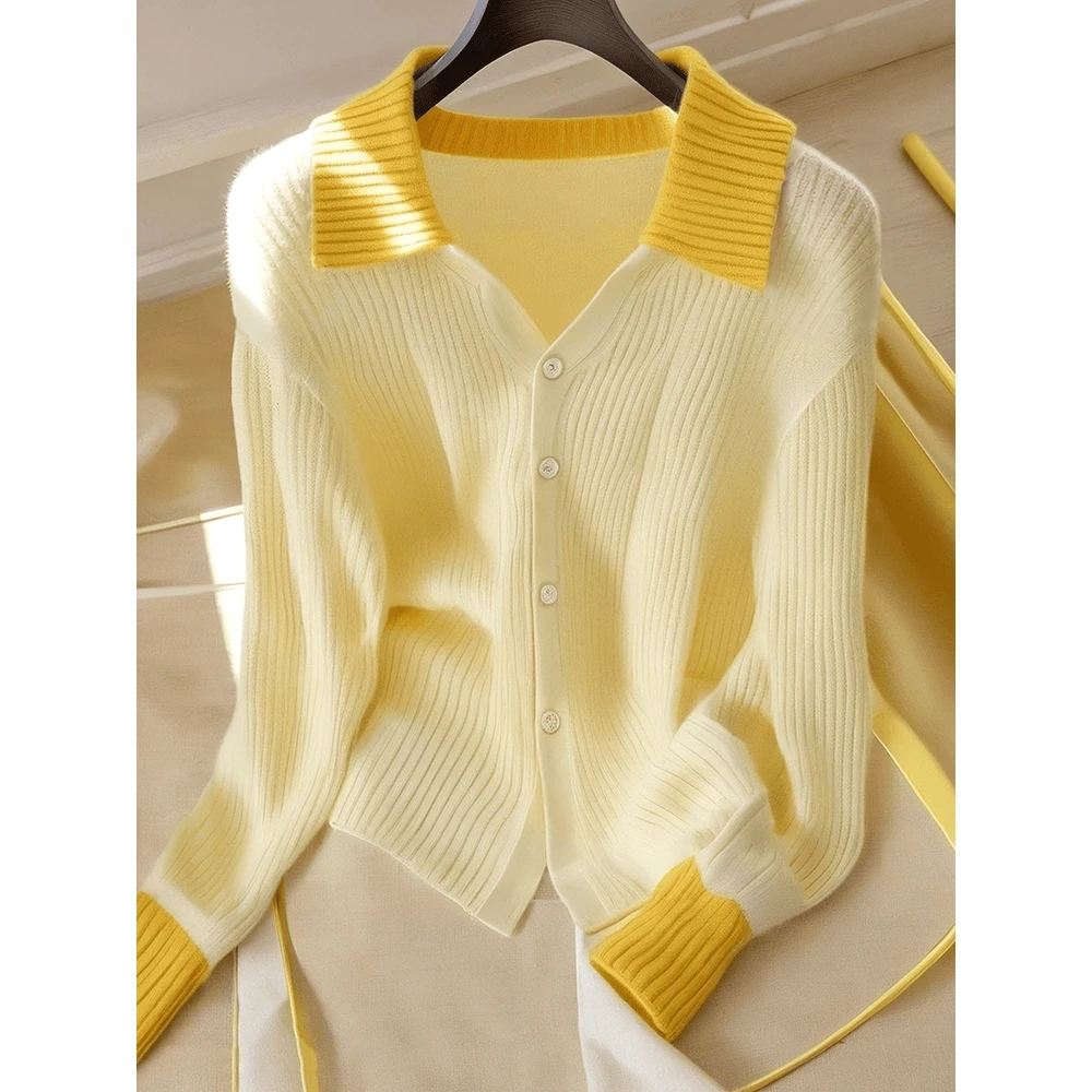 大码多巴胺早春新款长袖针织衫毛衣女设计感洋气减龄百搭chic上衣