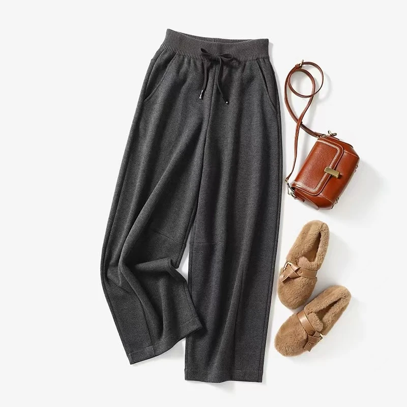 春季新款桑蚕丝可机洗显瘦显高修身舒适宽松梧桐裤