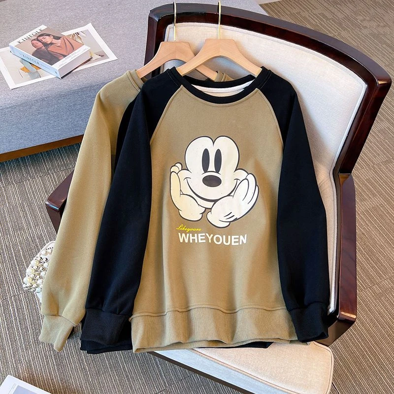 5352卡通捧脸印花插肩休闲时尚卫衣小众宽松显瘦圆领上衣女