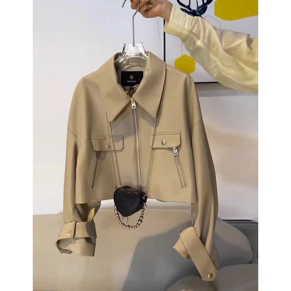 9378黑色小皮衣女短款春秋新款韩版修身显瘦百搭pu机车皮夹克外套