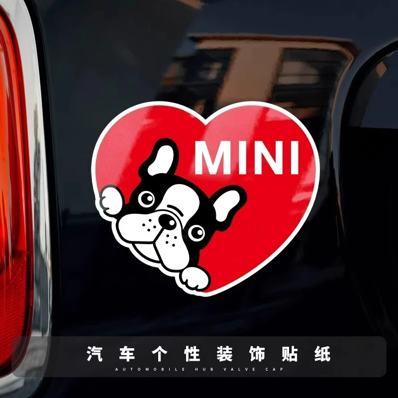 适用宝马迷你mini cooper车身随意贴纸 可爱斗牛犬车窗偷窥装饰贴