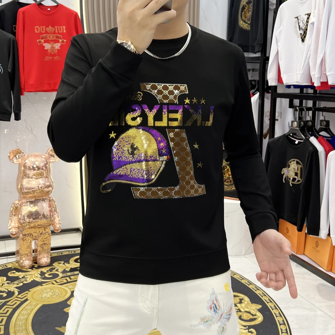 秋冬新款时尚潮流男士长袖卫衣休闲百搭打底修身男装上衣