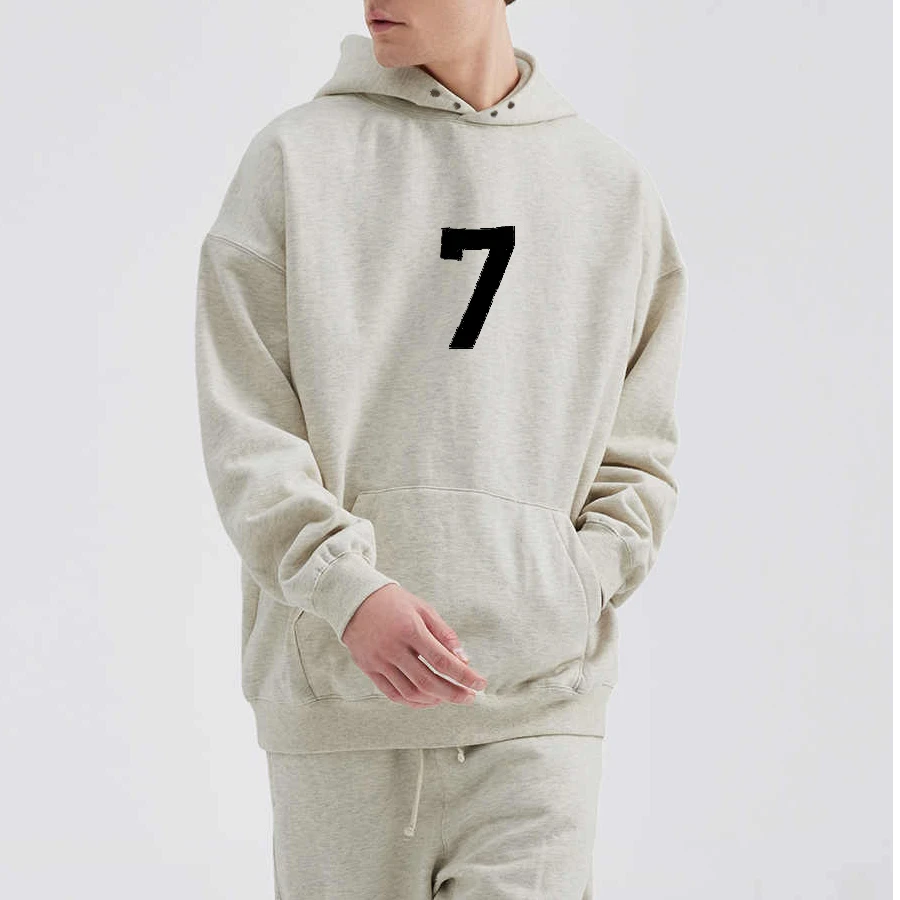 男士春秋卫衣ESS数字 7字母植绒卫衣男女秋冬宽松休闲情侣连帽衫