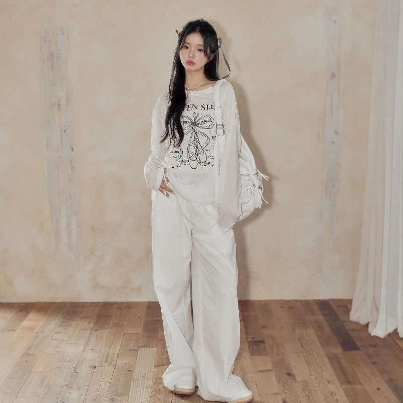 ELEVEN SLEEP「专属]印花薄款微透莱赛尔凉感罩衫斜肩长袖女上衣