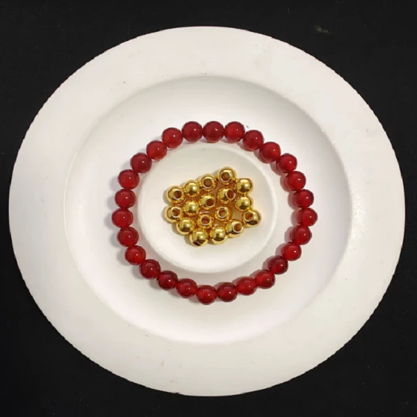玉麓 足金6mm光面转运珠17颗3.57g红MN手串