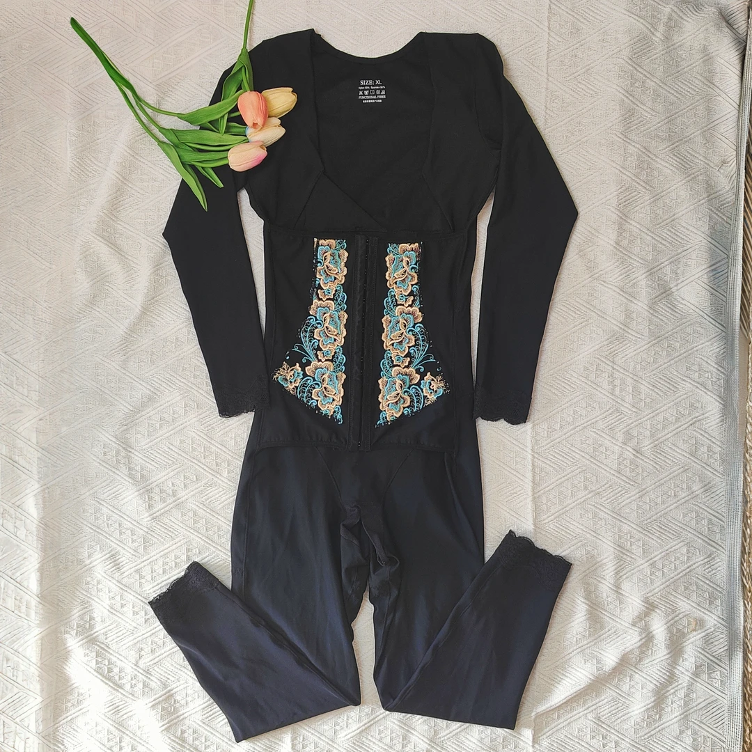 身材管理器长袖长裤开裆款连体修身塑形