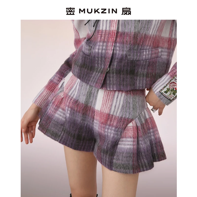 【高高甄选】密扇高腰复古百褶短款秋冬毛呢裙裤M223C27443923