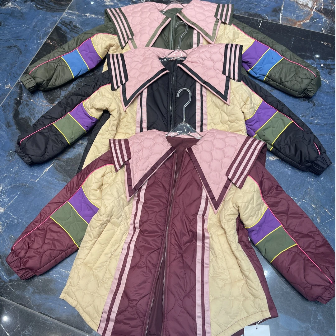 【纯熙+】A1555秋冬新款海军领拼色棉服外套女韩版宽松百搭显瘦