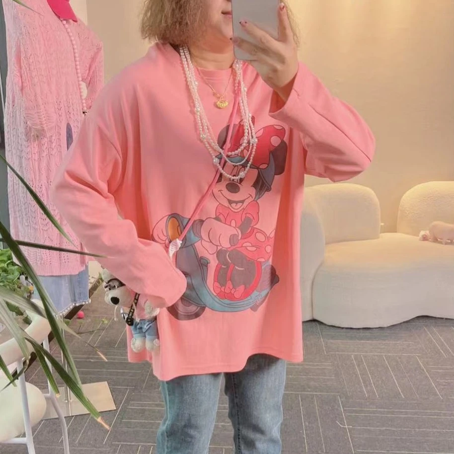 【纯熙+】秋季新款蝴蝶结兜风鼠宽松时尚百搭显瘦长袖T恤卡通