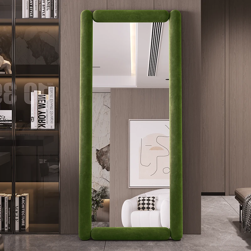 阅真纳现代简约绿色ins风全身镜创意个性高级感立式不变形穿衣镜