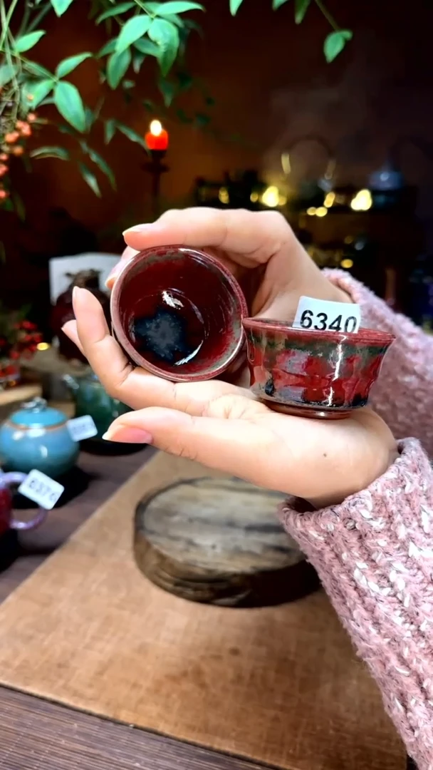 【闪购商品】钧瓷小客杯(一对,杯底有银)6340