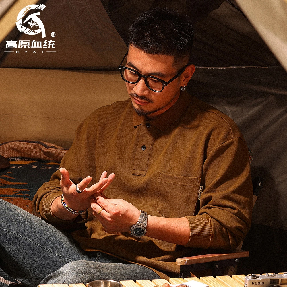 GYXT春季带领POLO衫男美式有领重磅大码翻领内搭打底t恤美式