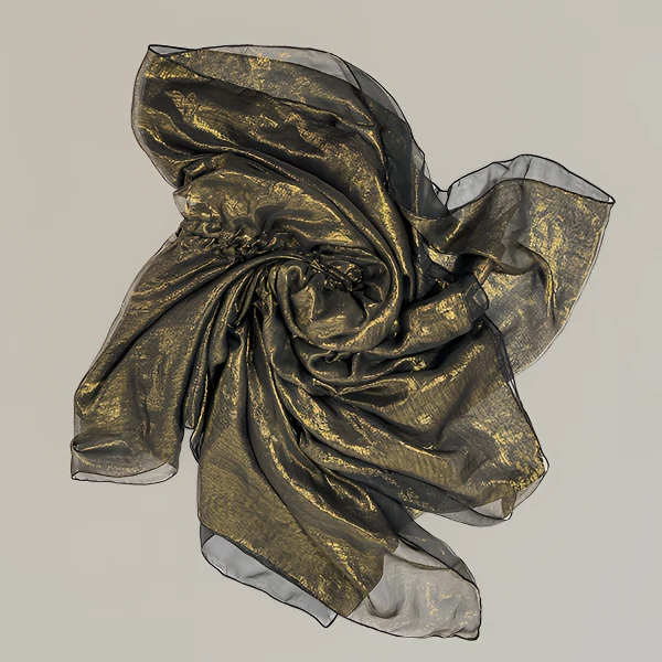 WJ8019 松紧黑金色长款时尚百搭披肩围巾8019