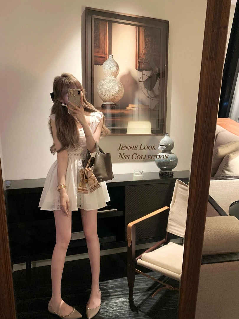 【绮梦少女】夏季新款时尚小众显瘦甜辣气质法式绝美私藏棉纱镂空裙