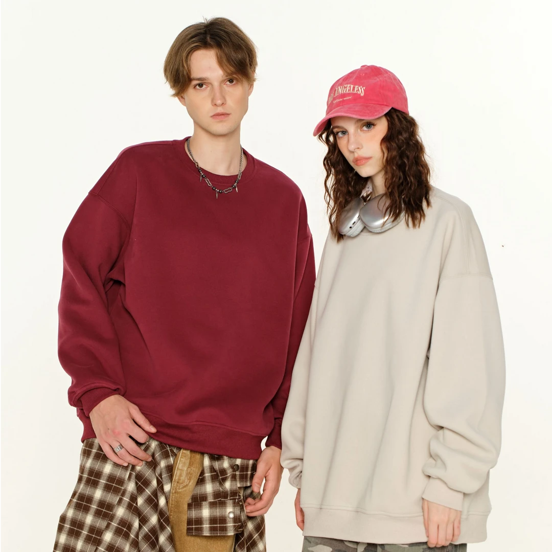 FORNINES定制重磅400克多巴胺休闲宽松纯色卫衣男女款百搭长袖