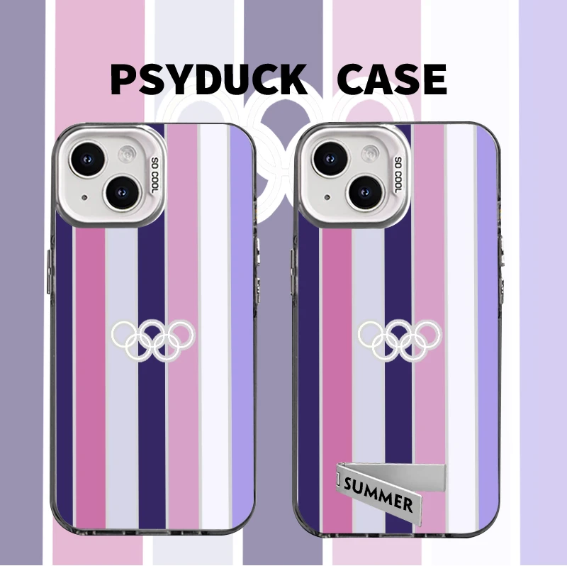 适用苹果16华为小米14奥运撞色彩银创意网红动漫小众防摔手机壳