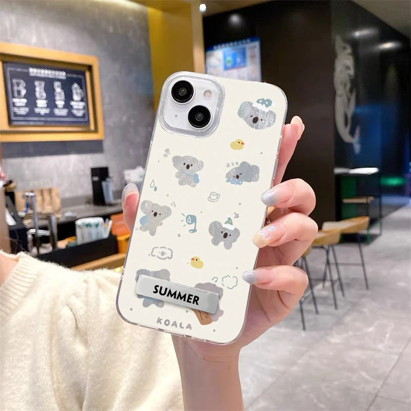 适用苹果16华为小米镂空考拉多只IMD羽纱创意ins风卡通防摔手机壳