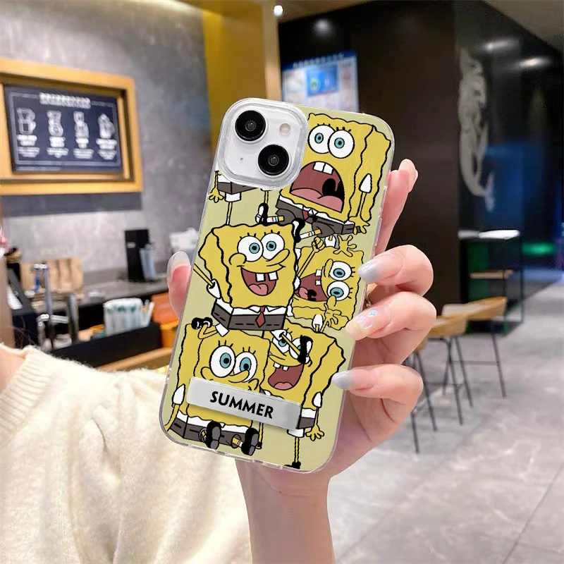 适用苹果16华为小米14海绵宝宝合集IMD羽纱卡通小众防摔手机壳