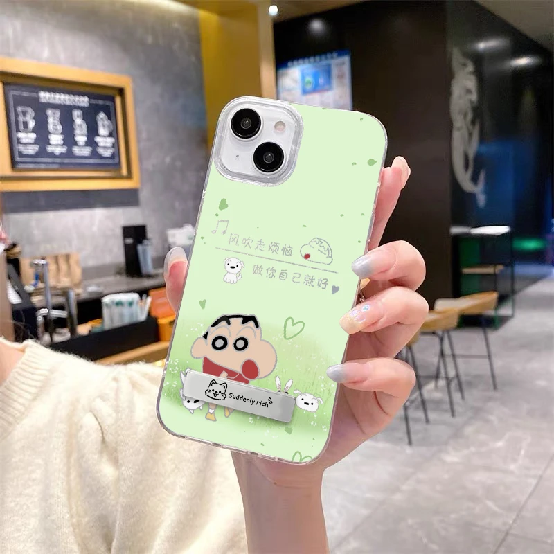 适用苹果16华为小米草地小新IMD羽纱简约卡通小众全包防摔手机壳