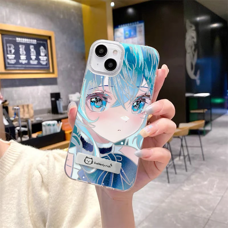 适用苹果16华为小米14蓝发初音IMD羽纱网红卡通小众防摔手机壳