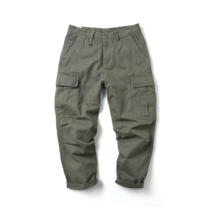 H112重磅美式加厚直筒男式纯棉宽松工装裤户外休闲裤多袋长裤大码